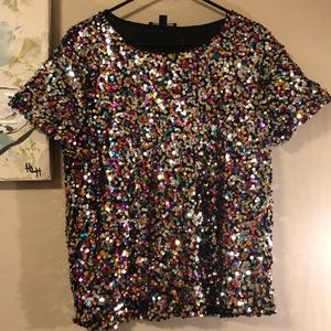 INC sequins short sleeve